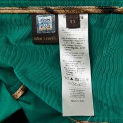 Pre Owned Roberto Cavalli Green Nylon & Cotton Belted Trench Coat M