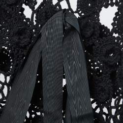 Pre Owned Roberto Cavalli Black Wool Crochet Tie Front Sleeveless Vest One Size