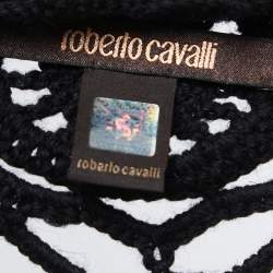 Pre Owned Roberto Cavalli Black Wool Crochet Tie Front Sleeveless Vest One Size
