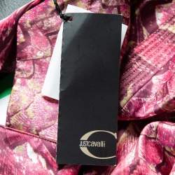 Pre Owned Roberto Cavalli Pink Printed Satin Sleeveless Mini Dress M