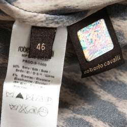 Pre Owned Roberto Cavalli Black/Brown Ombre Animal Print Silk Shirt L