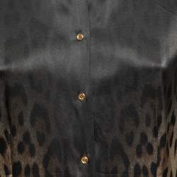 Pre Owned Roberto Cavalli Black/Brown Ombre Animal Print Silk Shirt L
