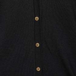Pre Owned Roberto Cavalli Black Wool Knit & Printed Silk Cardigan S