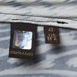 Pre Owned Roberto Cavalli Black Abstract Printed Jersey V-Neck Maxi Dress M