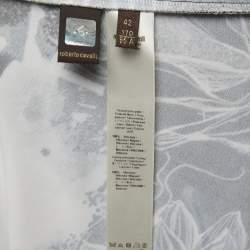 Pre Owned Roberto Cavalli Black Abstract Printed Jersey Ruched Maxi Dress M