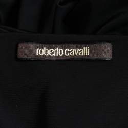 Pre Owned Roberto Cavalli Black Floral Printed Jersey Maxi Dress M