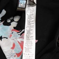 Pre Owned Roberto Cavalli Black Floral Printed Jersey Maxi Dress M