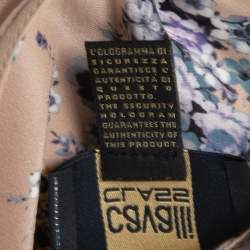 Pre Owned Roberto Cavalli Beige Jeweled Printed Silk Kaftan Top L