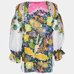 Pre Owned Roberto Cavalli Multicolor Printed Cotton Top L