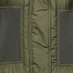 Pre Owned Roberto Cavalli Military Green Synthetic and Fur Trimmed Hooded Paded Coat M