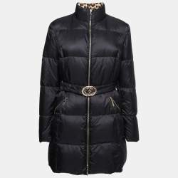 Pre Owned Roberto Cavalli Black Quilted Synthetic zipper Puffer Coat L