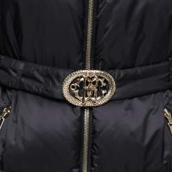 Pre Owned Roberto Cavalli Black Quilted Synthetic zipper Puffer Coat L