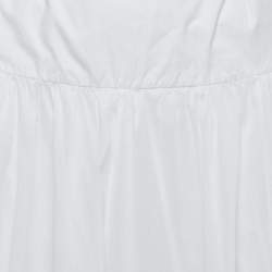 Pre Owned Roberto Cavalli White Cotton Lace Detail Gathered Maxi Skirt M