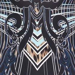 Pre Owned Roberto Cavalli Black Printed Jersey Sheath Dress M