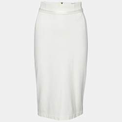 Pre Owned Class by Roberto Cavalli Cream Knit Pencil Skirt M