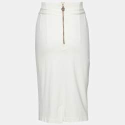 Pre Owned Class by Roberto Cavalli Cream Knit Pencil Skirt M