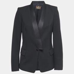 Pre Owned Roberto Cavalli Black Wool Single- Breasted Blazer M