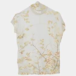مملوكة مسبقًا Roberto Cavalli Cream Floral Printed Knit Top M