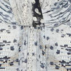 Pre Owned Roberto Cavalli Grey printed Jersey Lace Tie Detail Maxi Dress M