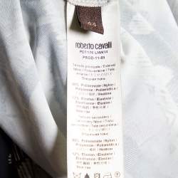 Pre Owned Roberto Cavalli Grey printed Jersey Lace Tie Detail Maxi Dress M