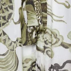 Pre Owned Roberto Cavalli Green Printed Silk Tie Detail Top M