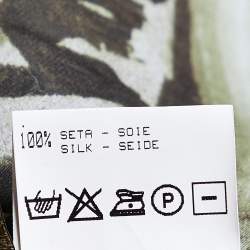 Pre Owned Roberto Cavalli Green Printed Silk Tie Detail Top M