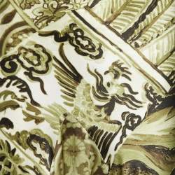 Pre Owned Roberto Cavalli Green Printed Satin Silk Flared Hem Maxi Skirt M