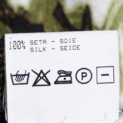 Pre Owned Roberto Cavalli Green Printed Satin Silk Flared Hem Maxi Skirt M