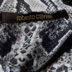مملوكة مسبقًا Roberto Cavalli Cream Python Printed Silk Button Front Shirt M