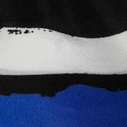 Pre Owned Roberto Cavalli Blue/Black Printed Silk Halter Neck Open Back Tunic S