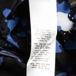 Pre Owned Roberto Cavalli Blue/Black Printed Silk Halter Neck Open Back Tunic S