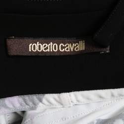 Pre Owned Roberto Cavalli White/Black Birds Printed Jersey Sleeveless Long Dress S