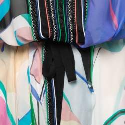 مملوكة مسبقًا Roberto Cavalli Multicolor Printed Silk Chiffon Waist Tie Detail Kaftan Top S