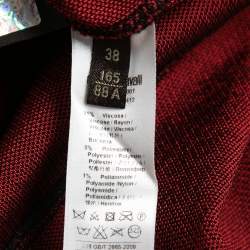 Pre Owned Roberto Cavalli Black/Red Jacquard Knit Midi Dress S