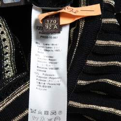 Pre Owned Roberto Cavalli Black/Gold Wool Blend Knit Sleeveless Skater Mini Dress S