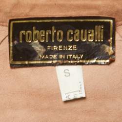 Pre Owned Roberto Cavalli Vintage Brown Patchwork Leather Coat S