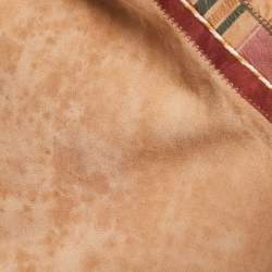 Pre Owned Roberto Cavalli Vintage Brown Patchwork Leather Coat S