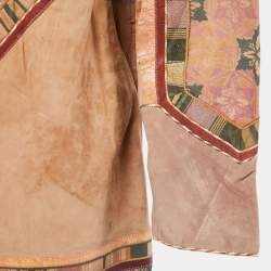 Pre Owned Roberto Cavalli Vintage Brown Patchwork Leather Coat S