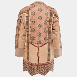 Pre Owned Roberto Cavalli Vintage Brown Patchwork Leather Coat S