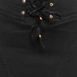 Pre Owned Roberto Cavalli Black Denim Tie Detail Fitted Maxi Skirt M