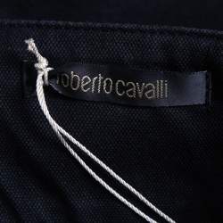 Pre Owned Roberto Cavalli Black Denim Tie Detail Fitted Maxi Skirt M