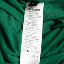 Pre Owned Roberto Cavalli Green Embellished Jersey Draped Strapless Dress M