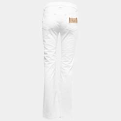 Pre Owned Roberto Cavalli White Denim Flared Jeans L Waist 30"