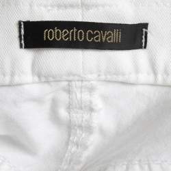 Pre Owned Roberto Cavalli White Denim Flared Jeans L Waist 30"