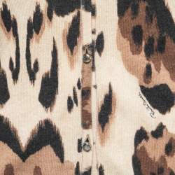 Pre Owned Roberto Cavalli Beige Animal Print Cashmere Button Front Long Cardigan M