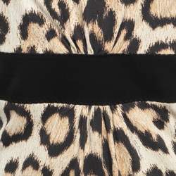 Pre Owned Roberto Cavalli Beige Leopard Print Knit Sleeveless Short Dress L