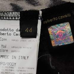 Pre Owned Roberto Cavalli Black Animal print Button Front V-Neck Camisole M