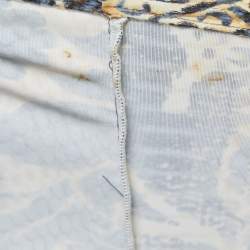 Pre Owned Roberto Cavalli Multicolor Printed Jersey Velvet Trimmed Tie Front Top M