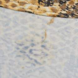 Pre Owned Roberto Cavalli Multicolor Printed Jersey Velvet Trimmed Tie Front Top M