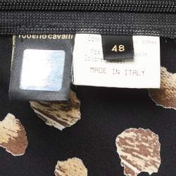 Pre Owned Roberto Cavalli Black Printed Silk Satin Halter Neck Top L